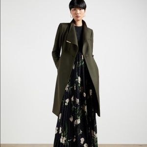 Ted baker wrap wool coat olive color size 3 new